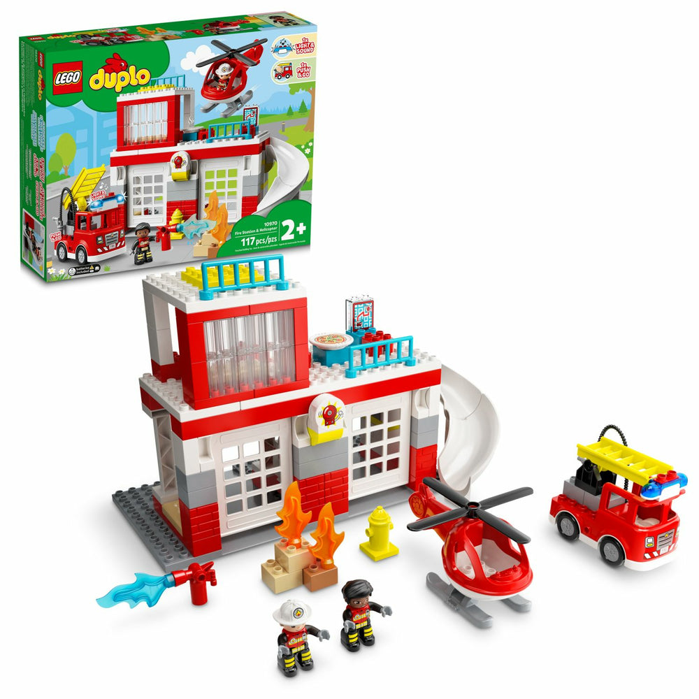 Image of LEGO DUPLO Rescue Fire Station & Helicopter Building Toy - 117 Pieces