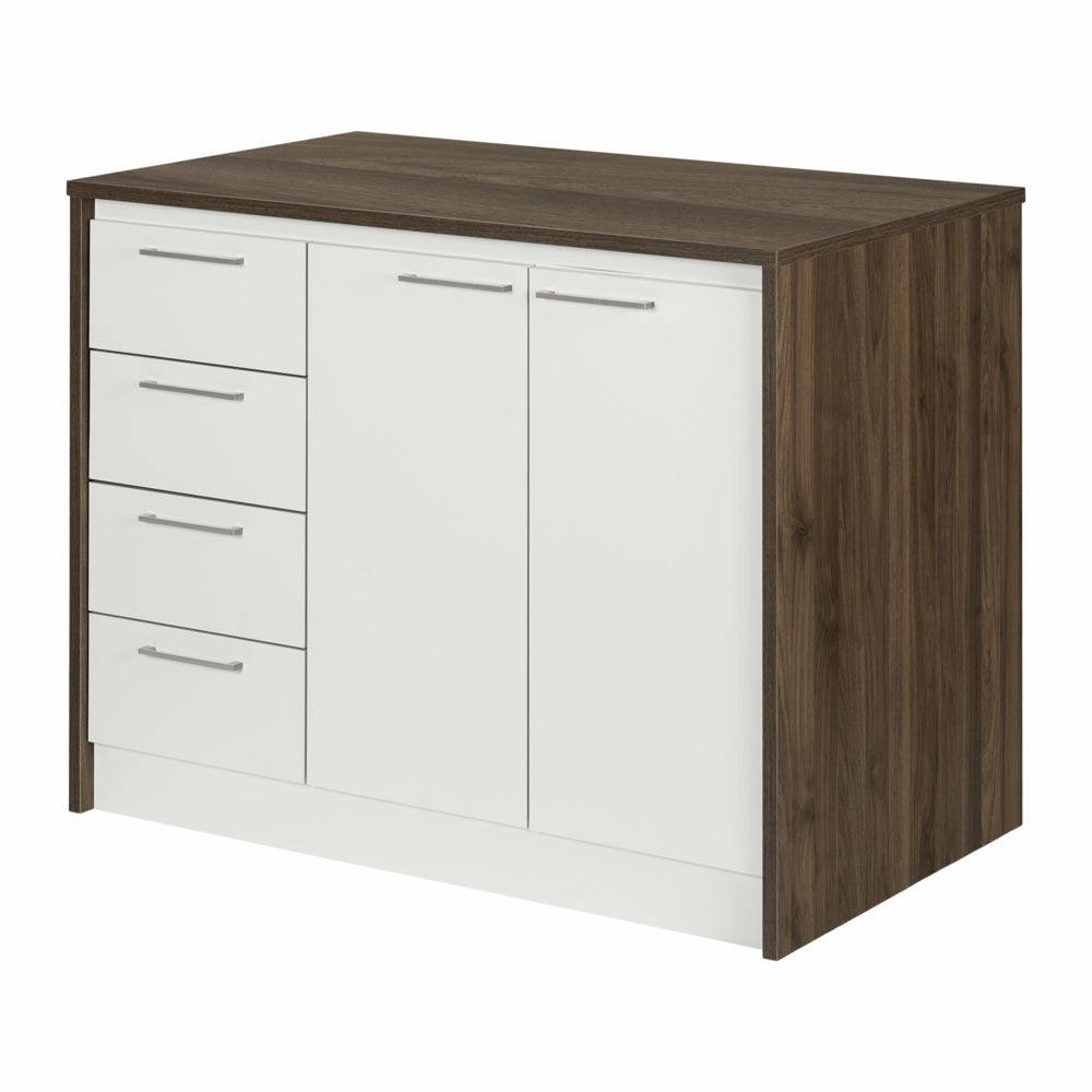 Image of South Shore Myro Kitchen Island with Storage - Natural Walnut and White