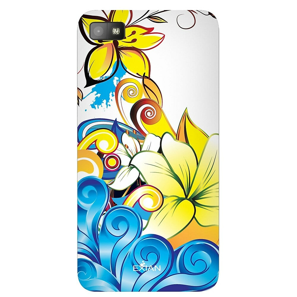 Image of Exian Floral Pattern Case for Blackberry Z10 - Yellow/Blue/White