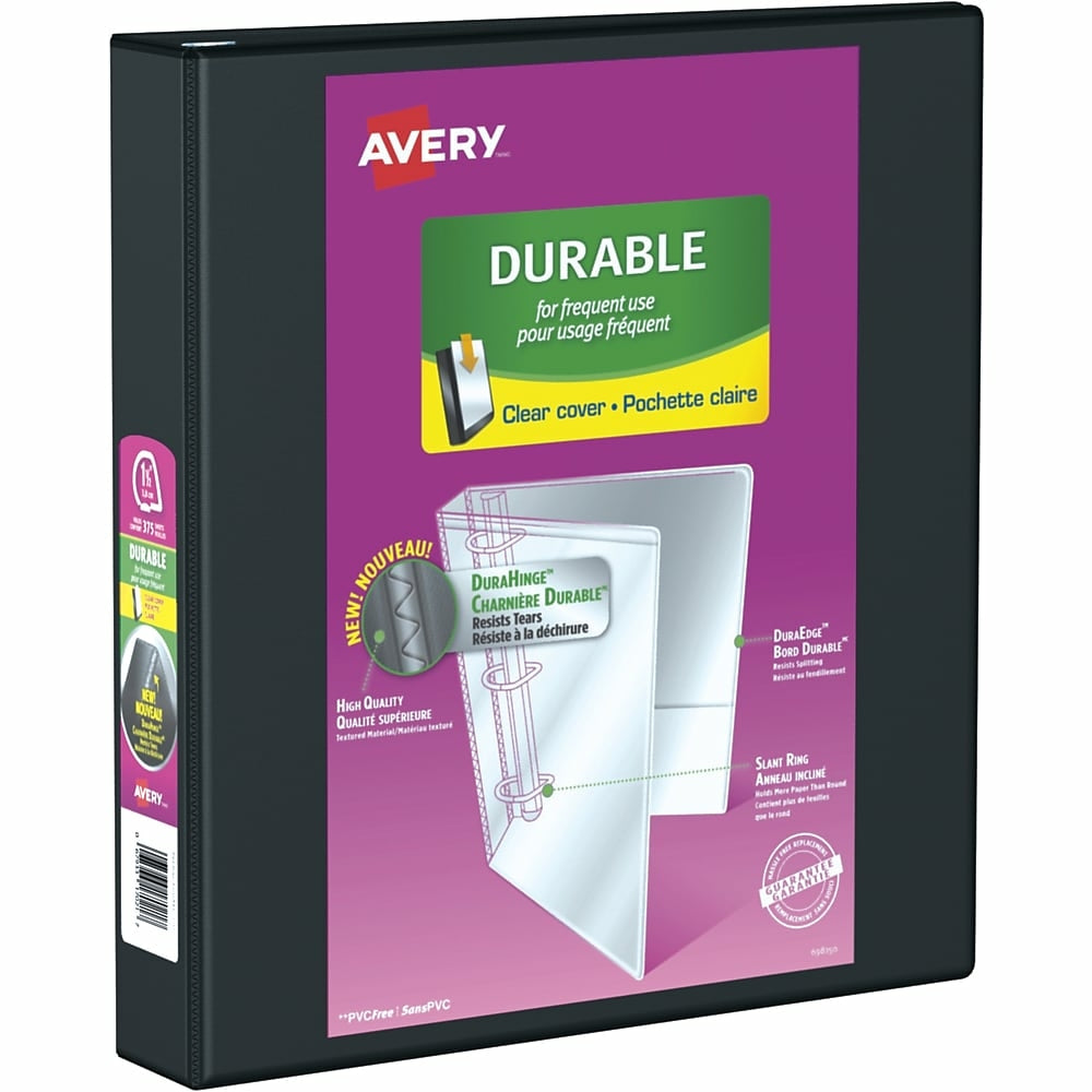 Image of Avery Durable View Binder, 1-1/2" Sized Slant D Rings, Black, (17021)