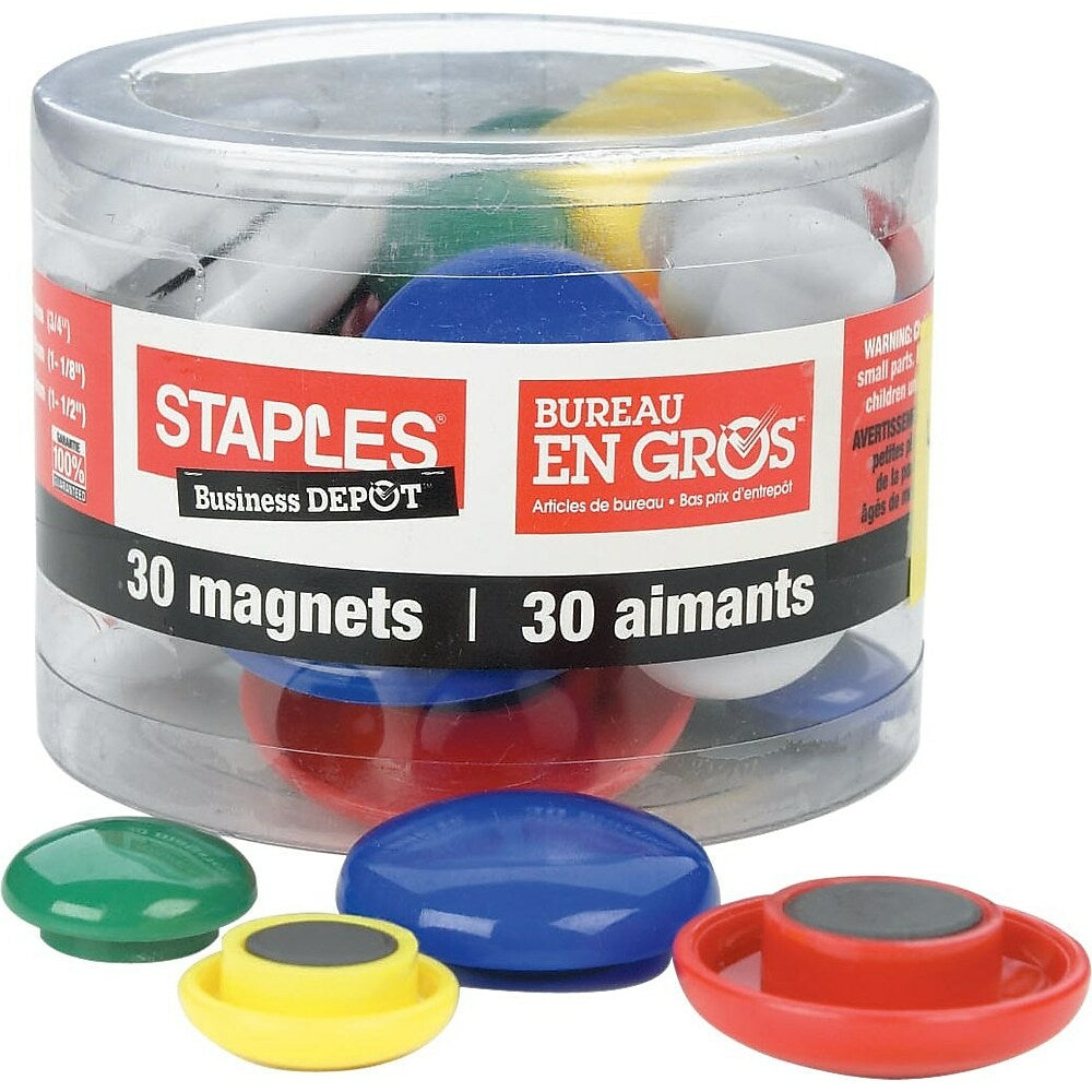 Image of Staples Coloured Button Magnets - Classic Colours - 30 Pack