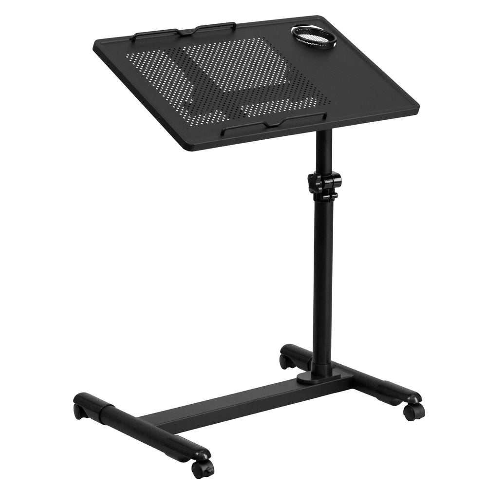 Image of Flash Furniture Black Adjustable Height Steel Mobile Computer Desk