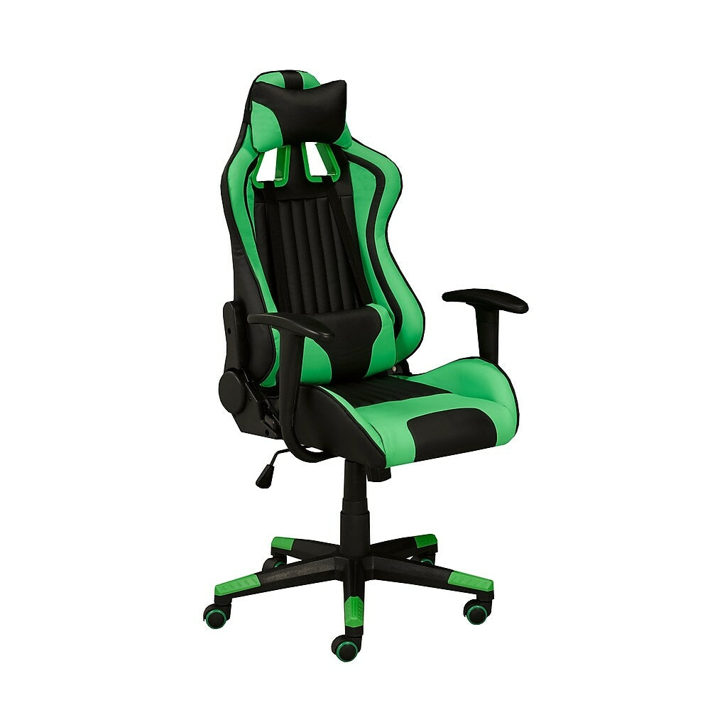 Image of Brassex Avion Gaming Chair with Tilt & Recline, Black/Green