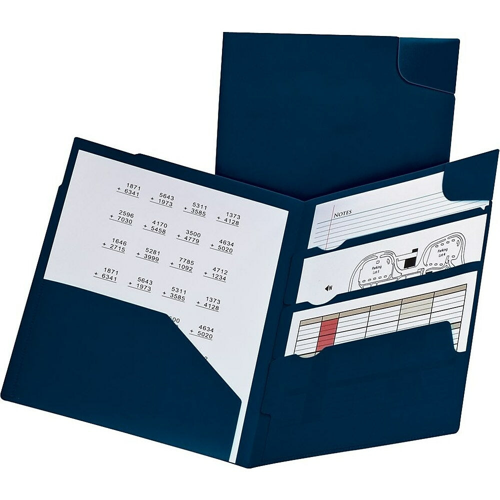 Image of Oxford Divide It Up 4-Pocket Folders, Letter Size, Blue, 5 Pack