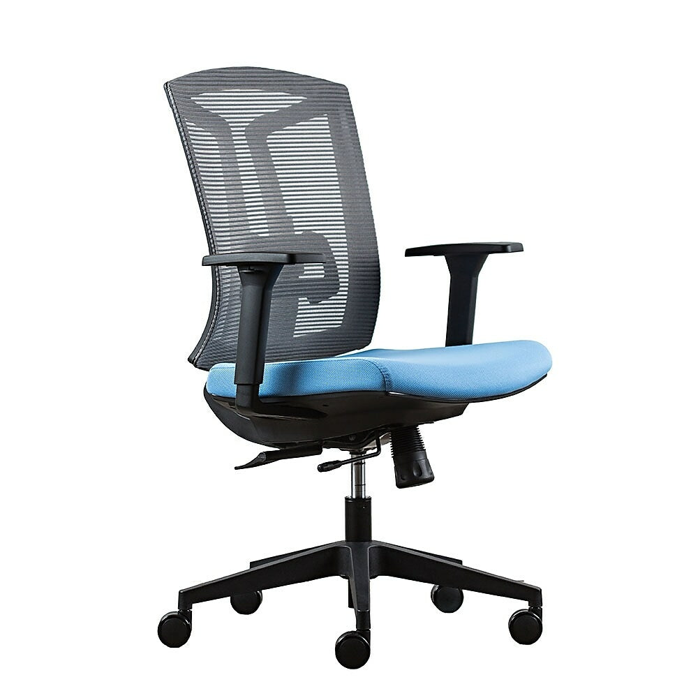 Image of HDL ECO-MB Jupiter Series Echo Mesh Mid-Back and Fabric Chair, Grey/Blue