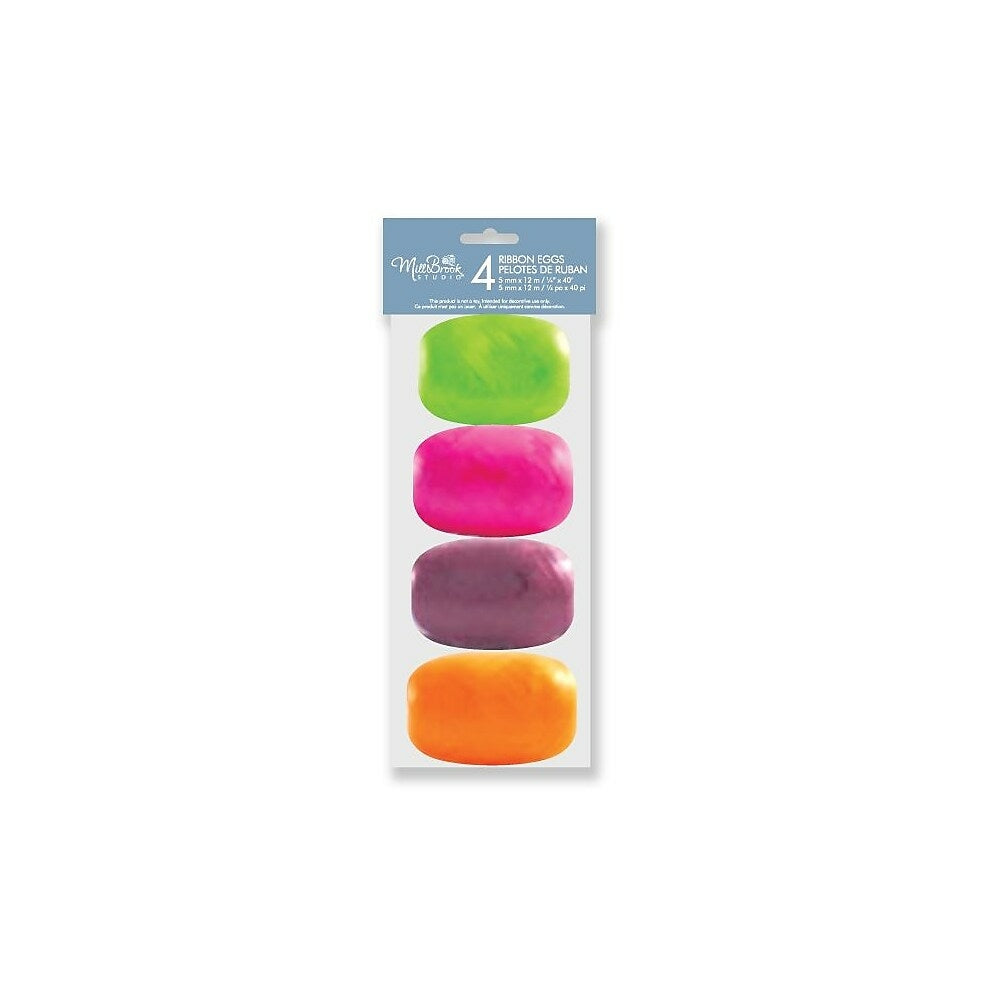 Image of Millbrook Studios Ribbon Egg Assortment, Green, Pink, Purple, Orange, 12 Pack (76003)