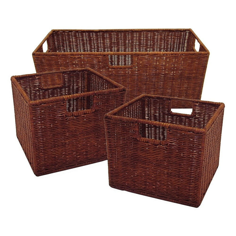 Image of Winsome Leo Wired Baskets, 1 Large and 2 Small, Espresso, 3 Pack