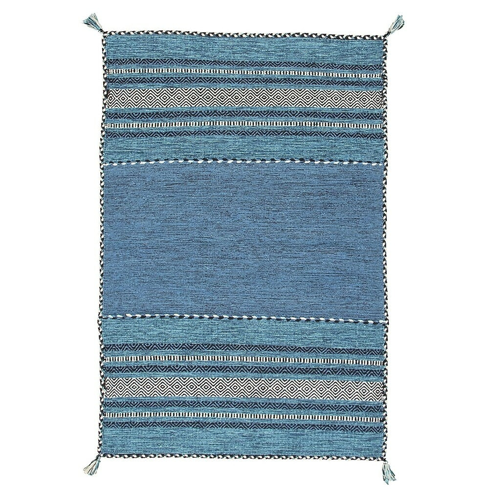 Image of eCarpetGallery Bold & Colourful Wool Kilim - 4' x 6' - Blue