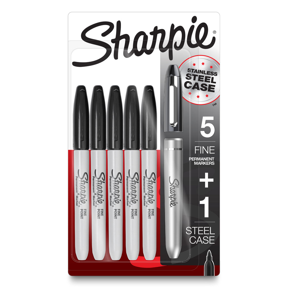 Image of Sharpie Stainless Steel Marker Case + Sharpie Fine Point Markers - Black
