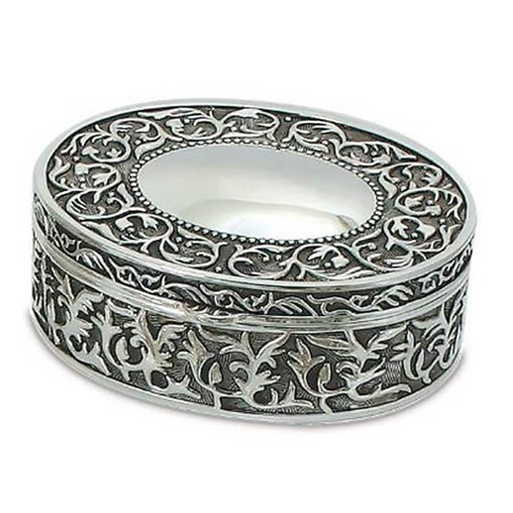 Image of Elegance Nickel Plated Oval Jewelry Box, 5"x4.25"