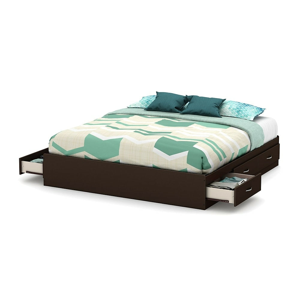 South Shore Step One King Platform Bed 78 With 6 Drawers Chocolate Staples Ca