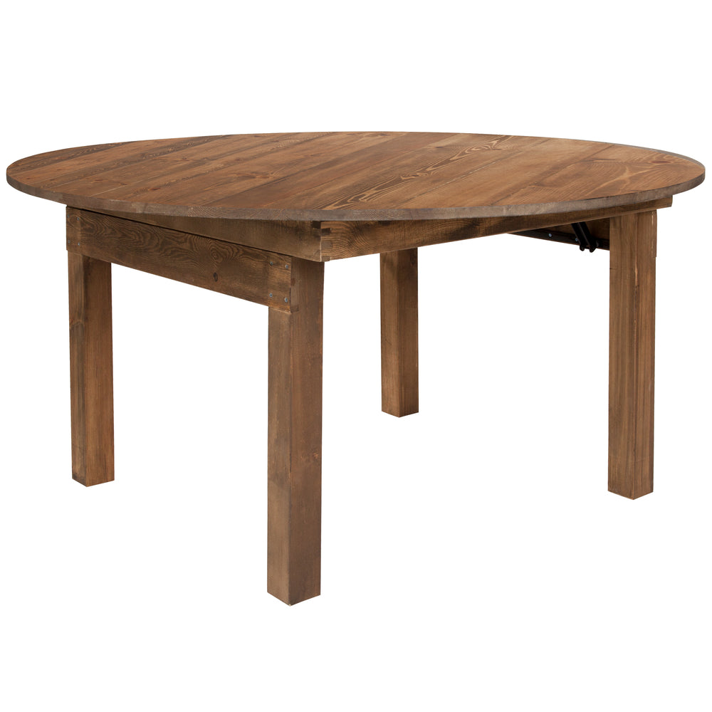 Image of Flash Furniture HERCULES Series Round Farm Inspired, Rustic & Antique Pine Dining Room Table