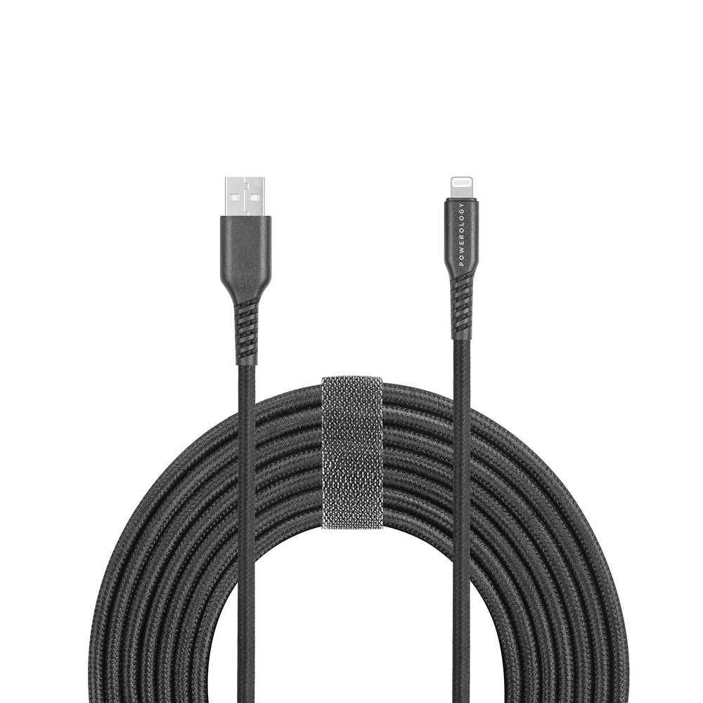 Image of Powerology 10' Sync Braided Apple MFi Certified Lightning Charging Cable for iPhone, iPad & iPod - Black