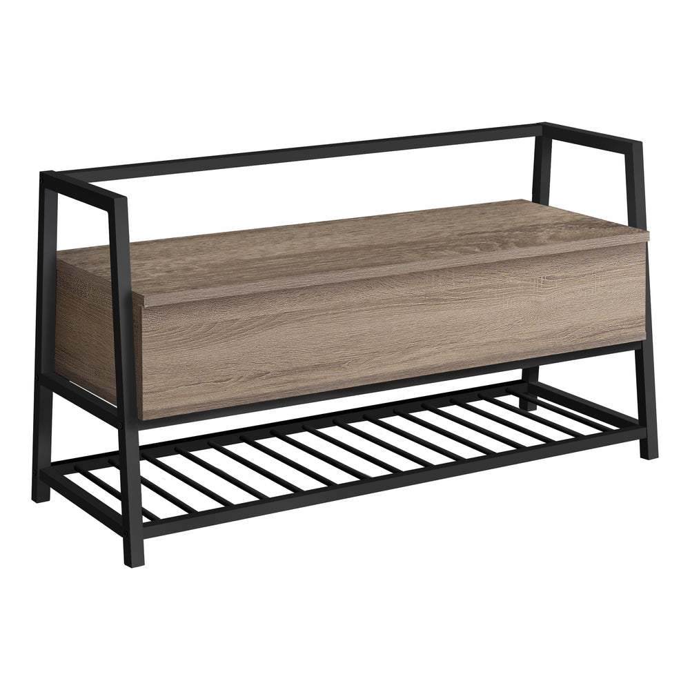 Image of Monarch Specialties - 4501 Bench - Entryway - Hallway - Storage - 42" Rectangular - Metal - Laminate - Brown - Black