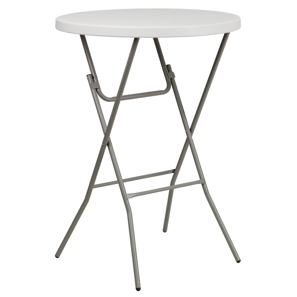 Image of Flash Furniture 32" Round Granite Plastic Bar Height Folding Table, White