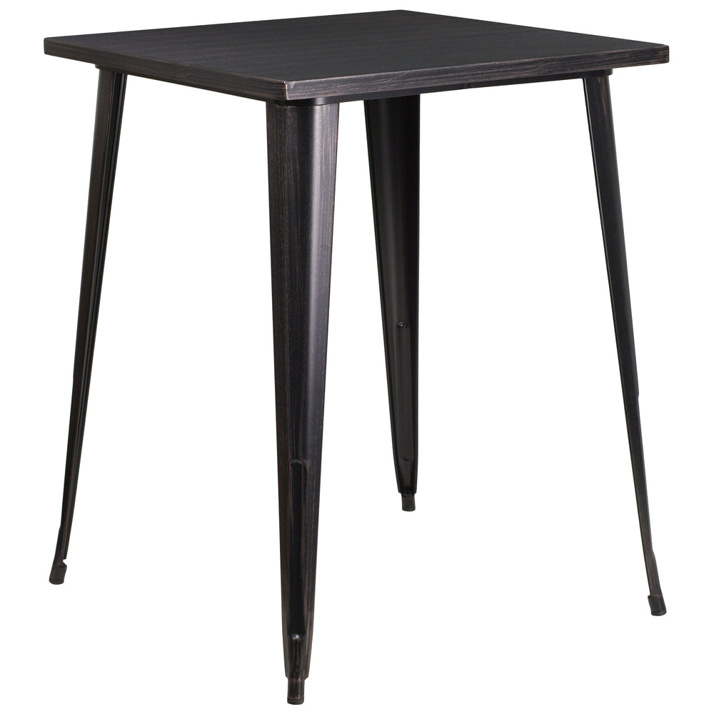 Image of Flash Furniture 31.5" Square Black-Antique Gold Metal Indoor-Outdoor Bar Height Table