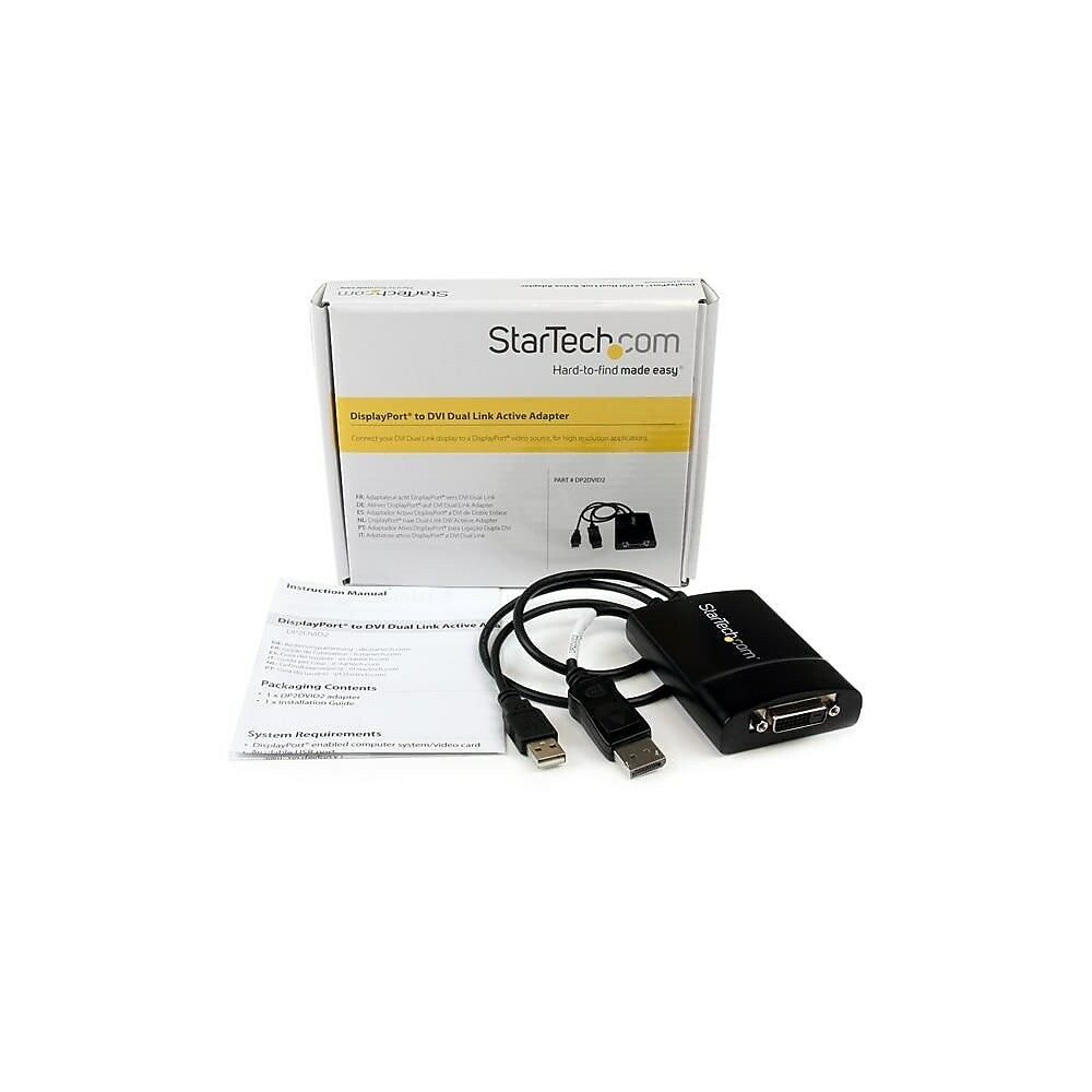 Image of StarTech DisplayPort to DVI Dual Link Active Video Adapter Converter, DP to DVI-D, 2560x1600