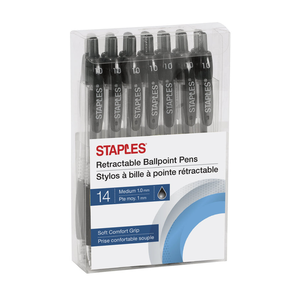 Image of Staples Ballpoint Pens - 1.0mm - Black - 14 Pack