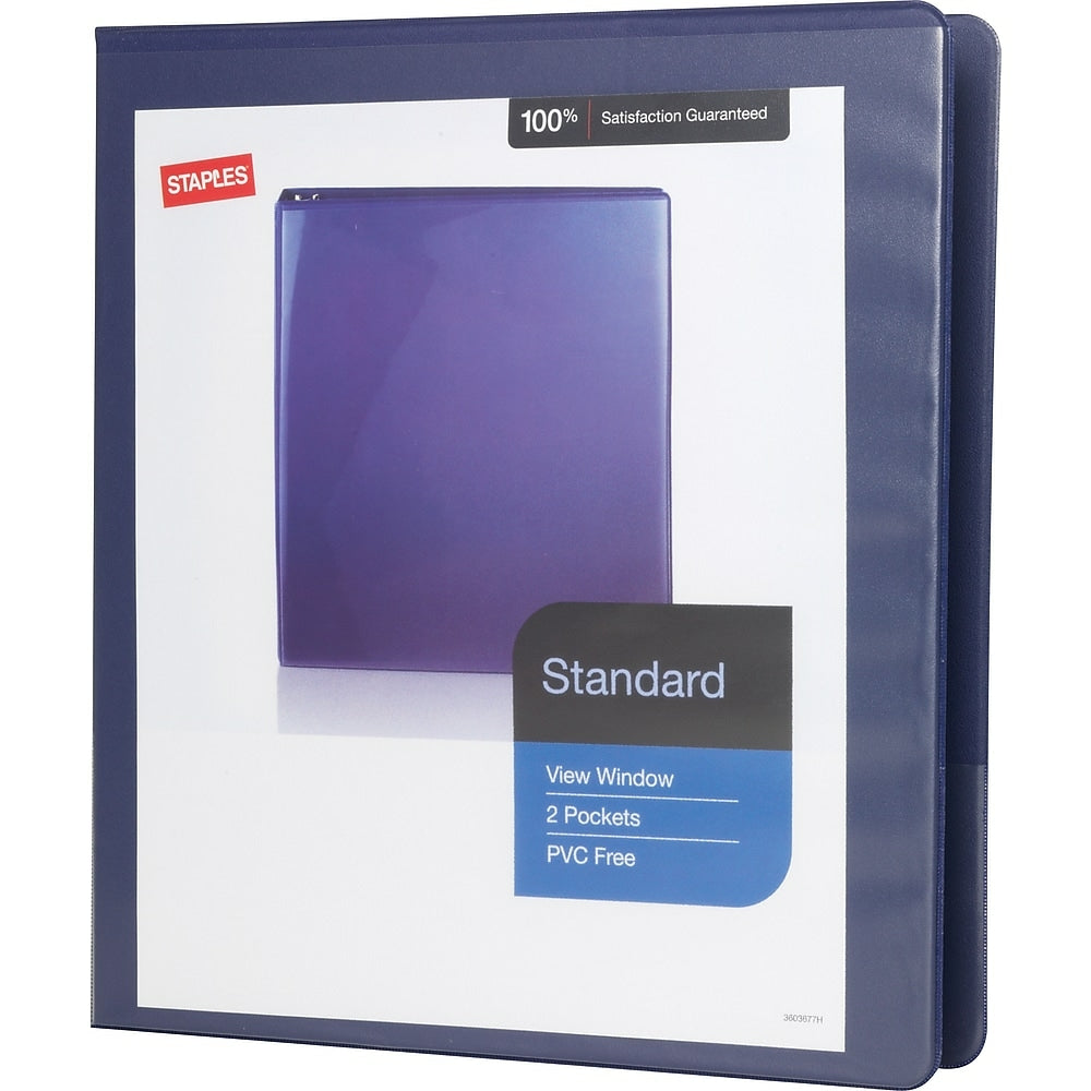 Image of Staples Standard View Binder with D-Rings - 1" - Blue