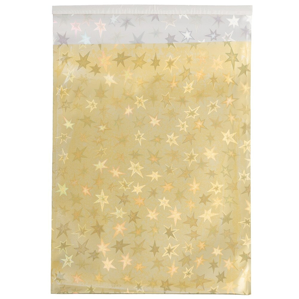 Image of JAM Paper Foil Envelopes, 6.25 x 7.88, Gold Stars, 25 Pack (1333326), Yellow