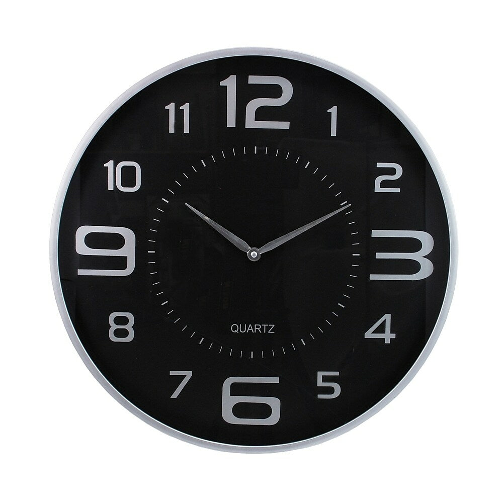 Image of kieragrace Modern Wall Clock, 18", Silver, 4 Pack, Black