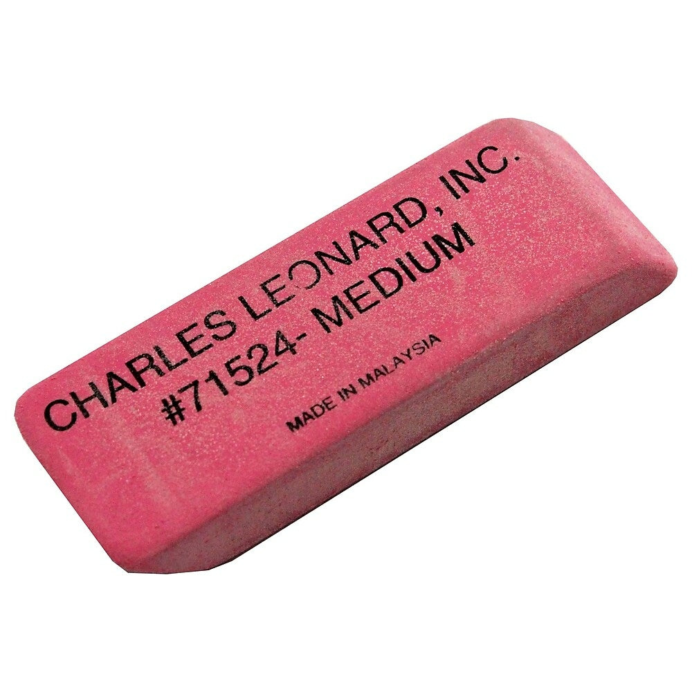 Image of Charles Leonard Medium Natural Wedge Eraser, Pink, 48 Pack (CHL71524)