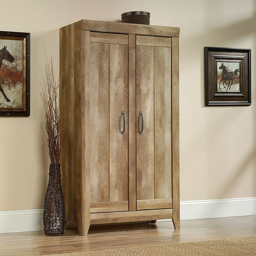 Image of Sauder Adept Storage Wide Storage Cabinet, Craftsman Oak, Brown