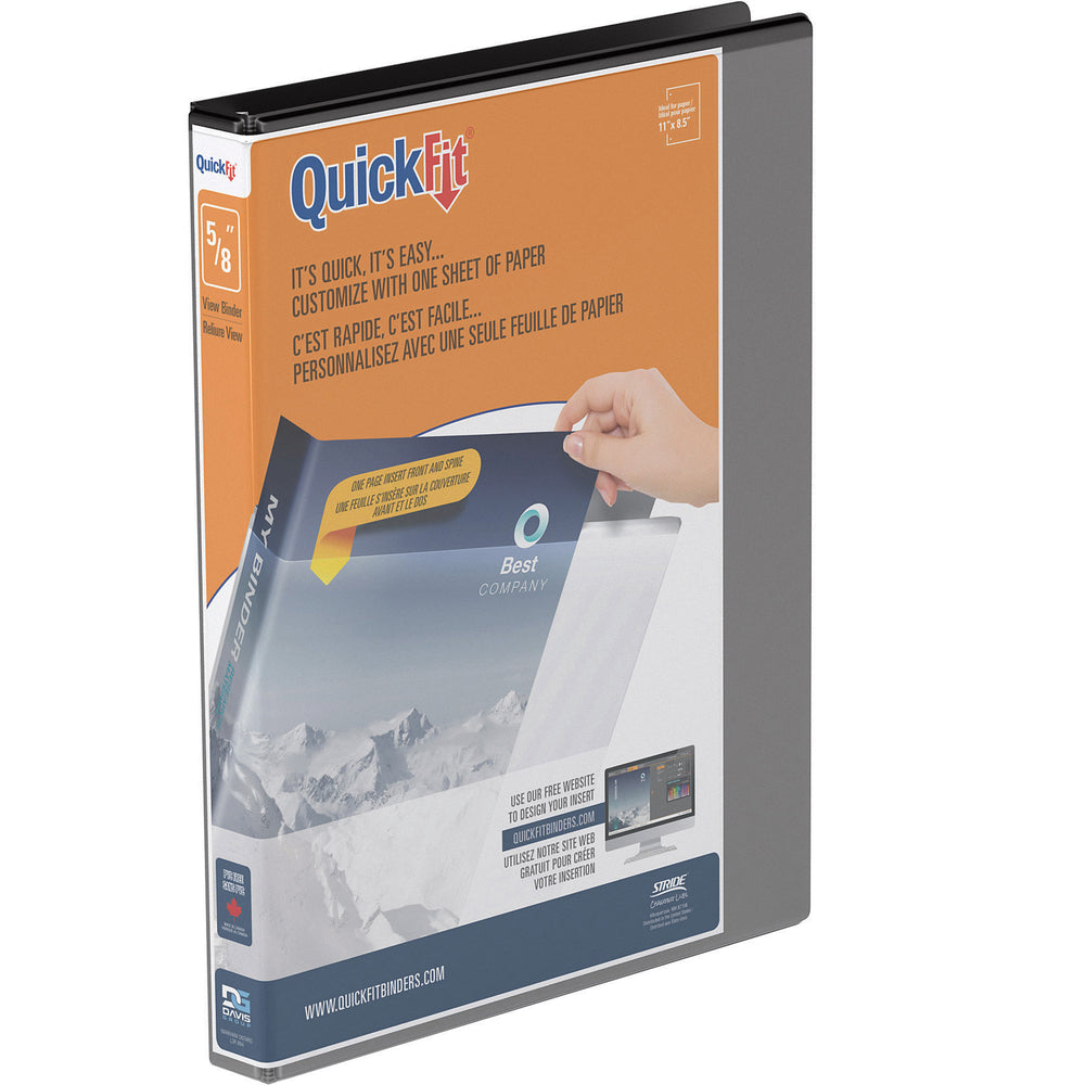 Image of Davis Group QuickFit View Binder - 5/8" - 3-Ring - D-Ring - Letter Size - Black