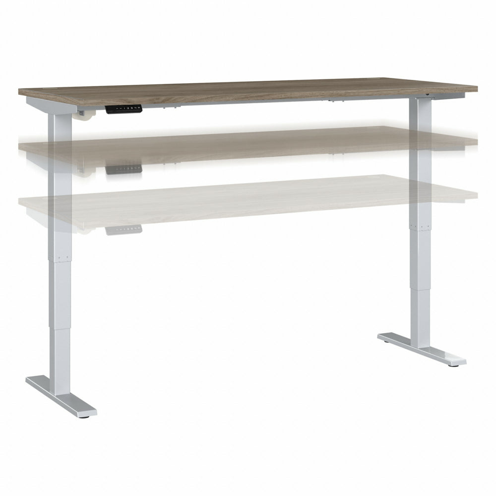 Image of Bush Business Furniture Move 40 Series 72" W x 30" D Electric Height Adjustable Standing Desk - Modern Hickory/Grey Metallic, Brown