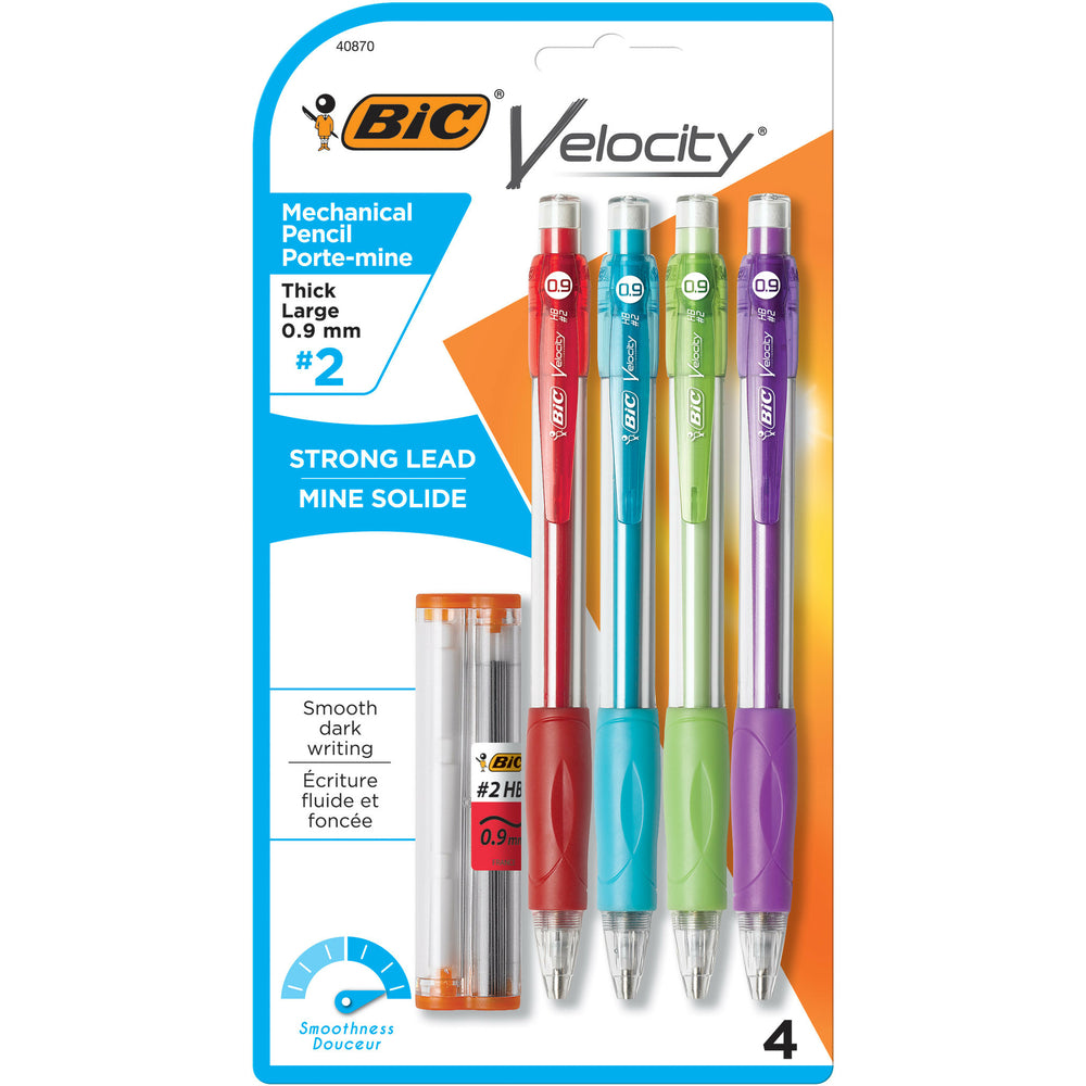 Image of BIC Velocity #2 HB Mechanical Pencils - 0.9mm - 4 Pack