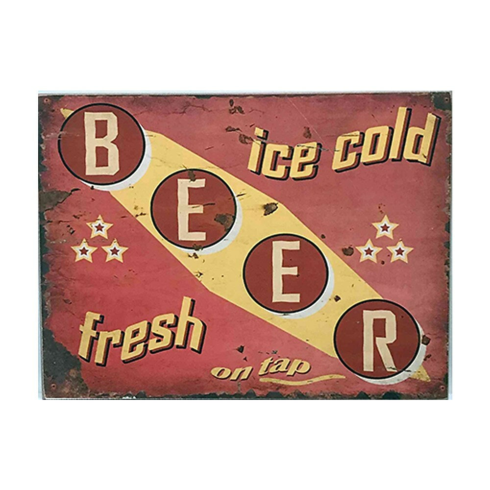 Image of Sign-A-Tology Ice cold fresh Beer Vintage Wooden Sign - 16" x 12"