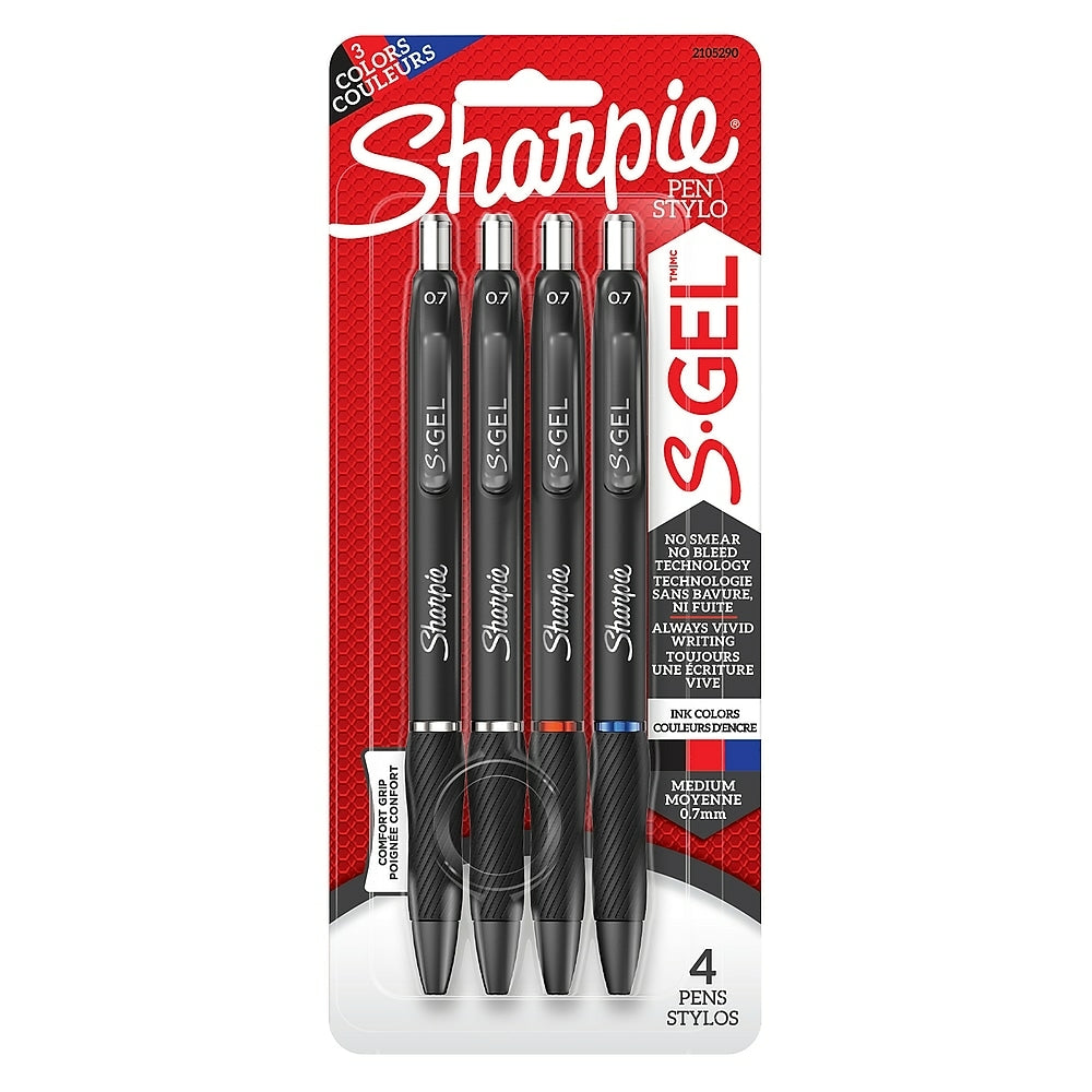 Image of Sharpie S-Gel 0.7mm Gel Pen, Assorted, 4 Pack
