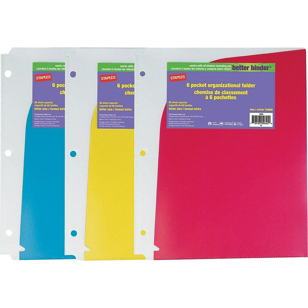 Image of Staples 6-Pocket Poly Folder