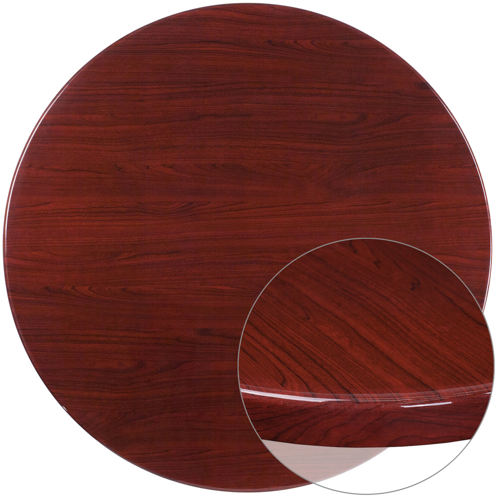Image of Flash Furniture 48" Round High-Gloss Mahogany Resin Table Top with 2" Thick Drop-Lip