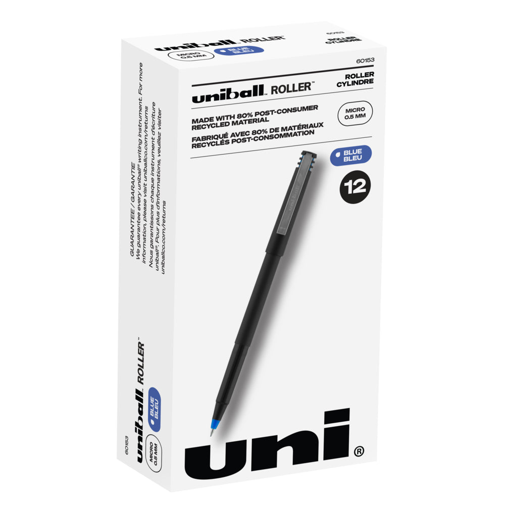 Image of uni-ball Roller Rollerball Pens - Micro Point (0.5mm) - Blue - 12 Pack