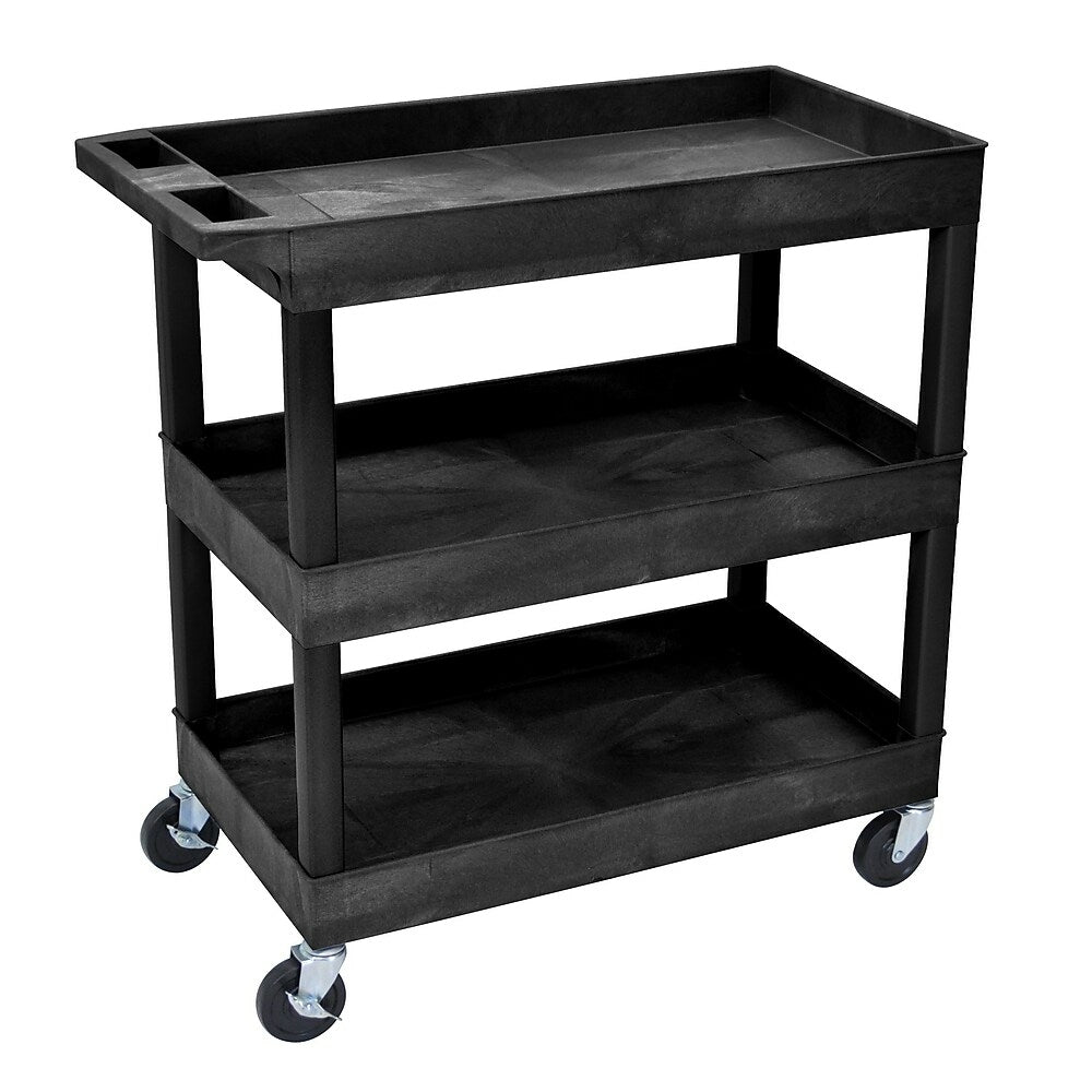 Image of Luxor E Series 3 Shelves Utility Tub Cart, Black