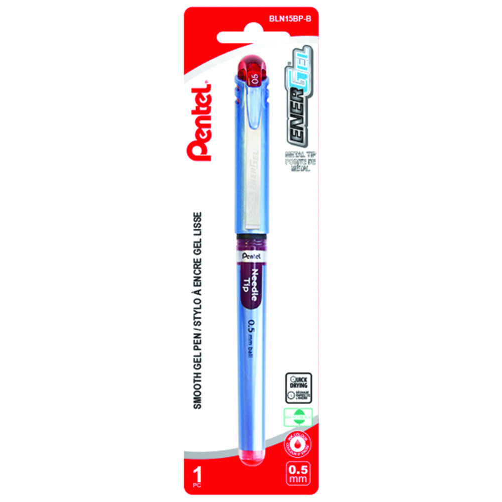 Image of Pentel EnerGel Needle-Tip Gel Stick Pens, 0.5mm Tip, Red