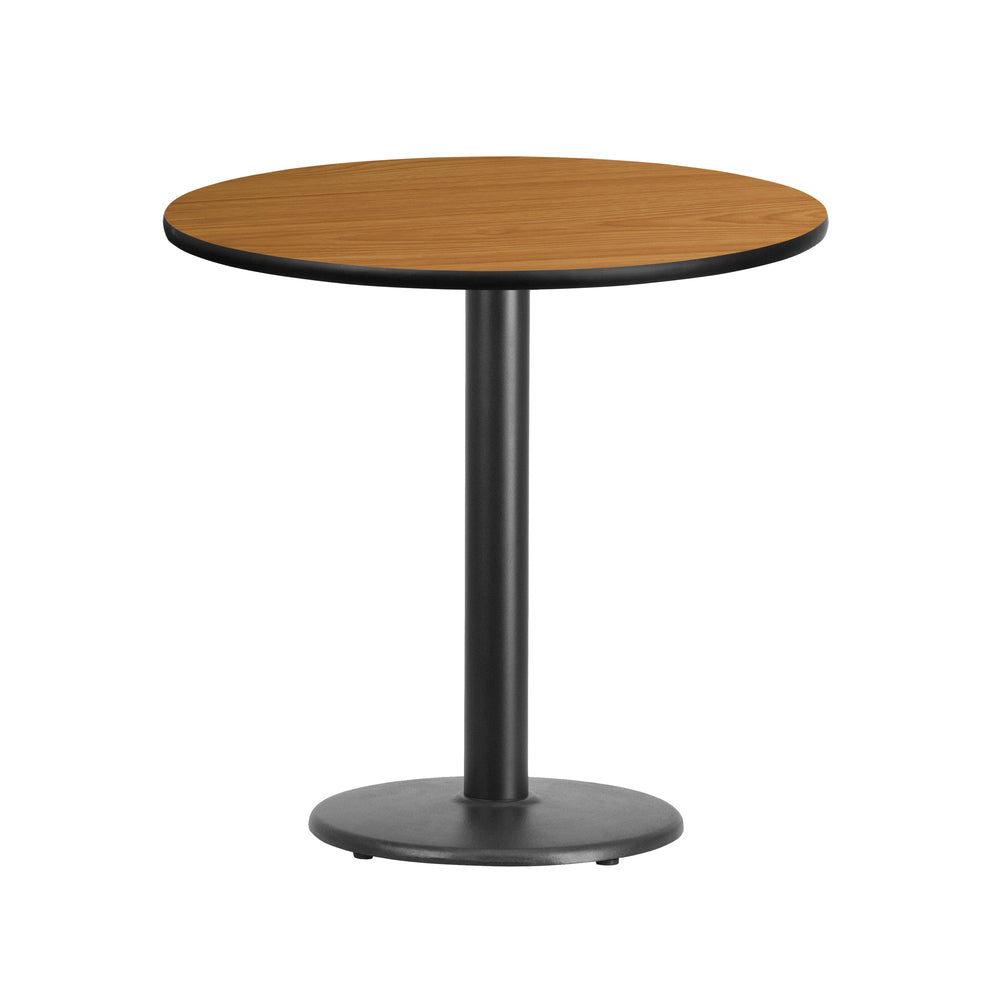 Image of Flash Furniture 30" Round Natural Laminate Table Top with 18" Round Table Height Base, Black