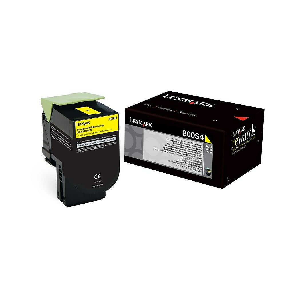 Image of Lexmark 800S4 Yellow Toner Cartridge, Standard Yield (80C0S40)