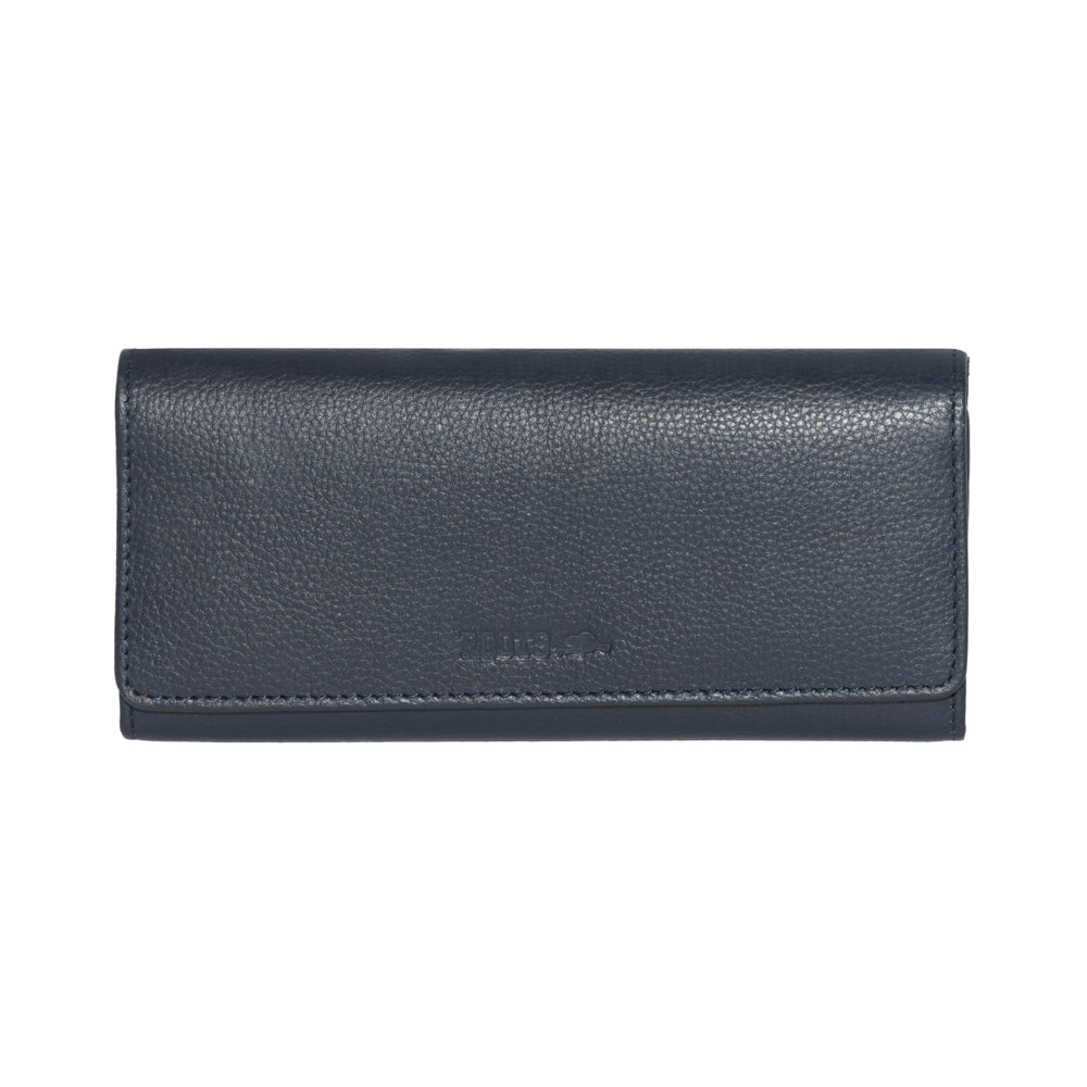 Image of Roots Slim Leather Clutch Wallet - Navy