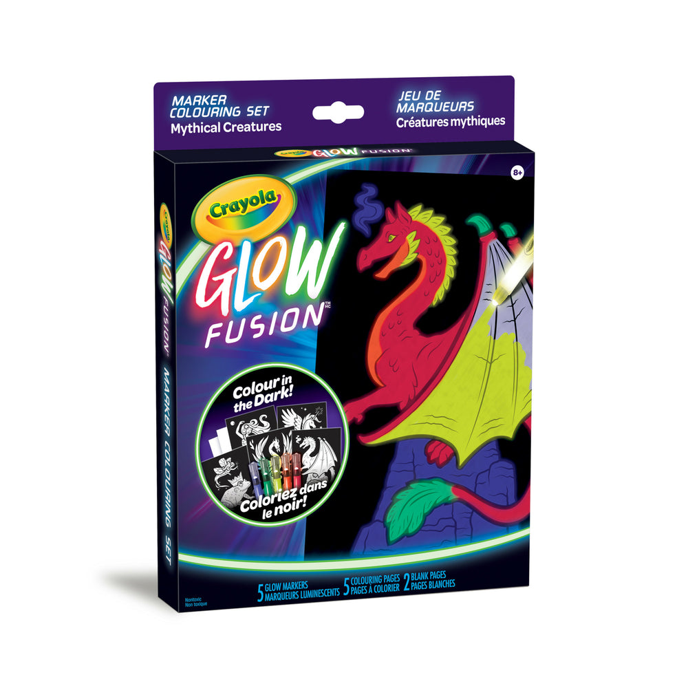 Image of Crayola Glow Fusion Marker Colouring Set - Mythical Creatures