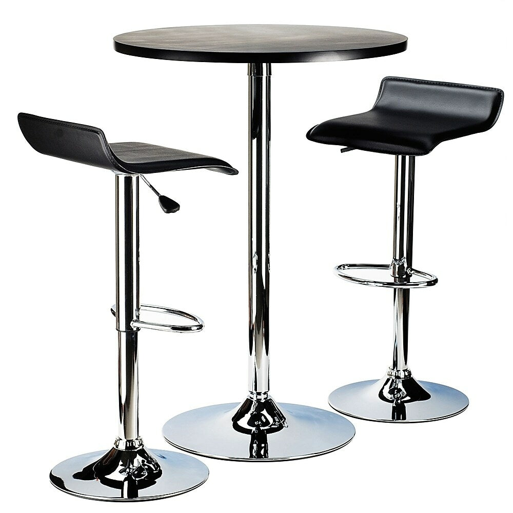 Image of Winsome Spectrum 3-piece Pub Table Set, 24" Round With Chrome, 2 Airlift Stools, Black