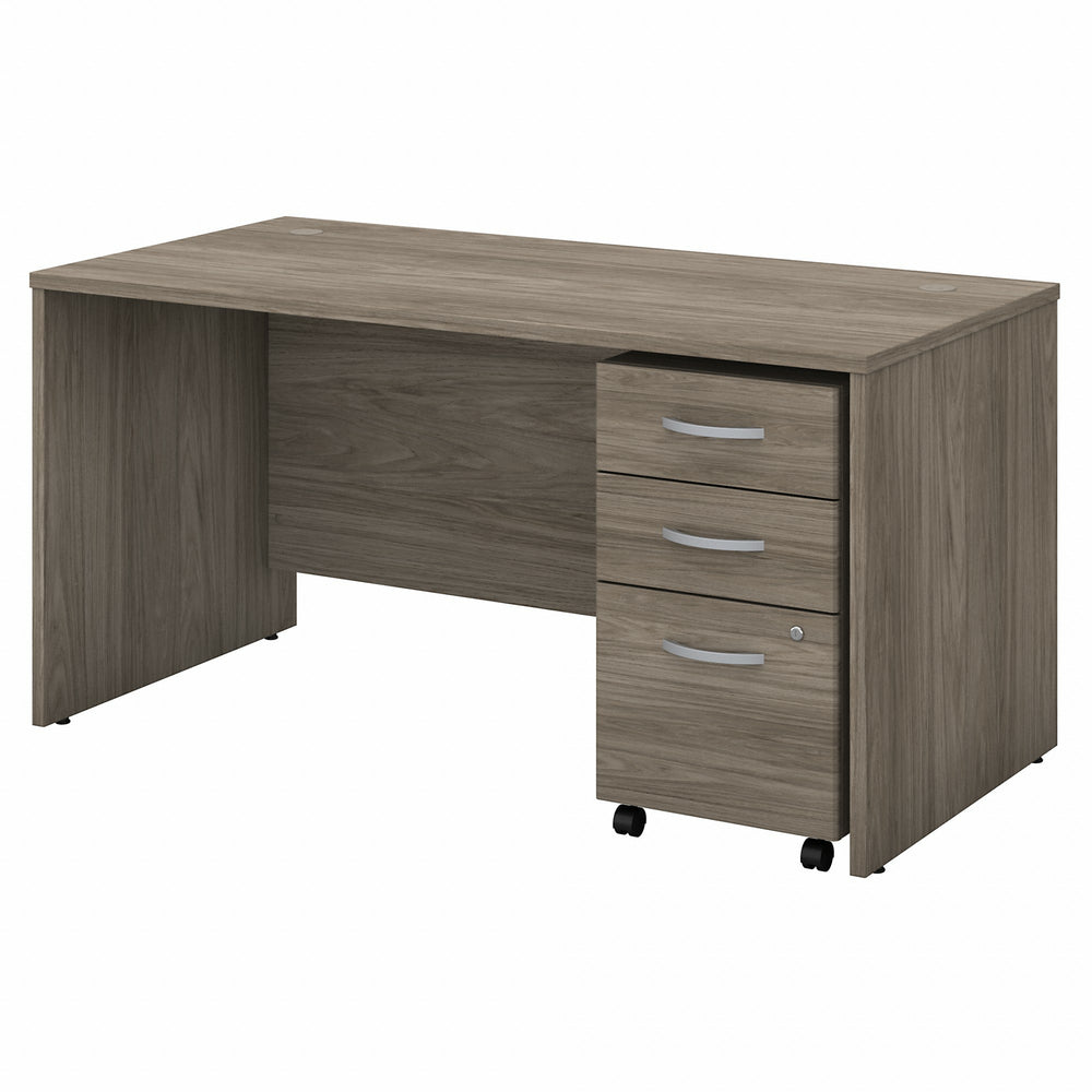 Image of Bush Business Furniture Studio C 60"W x 30"D Office Desk with Mobile File Cabinet - Modern Hickory, Brown