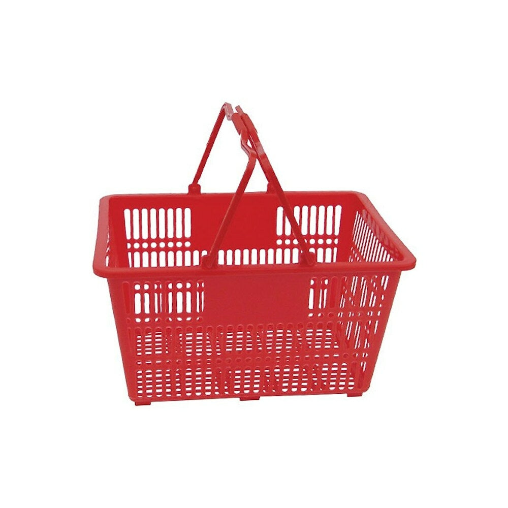 Image of Plastic Handle Hand Shopping Basket, Red, 5 Pack (38-4401-RED)