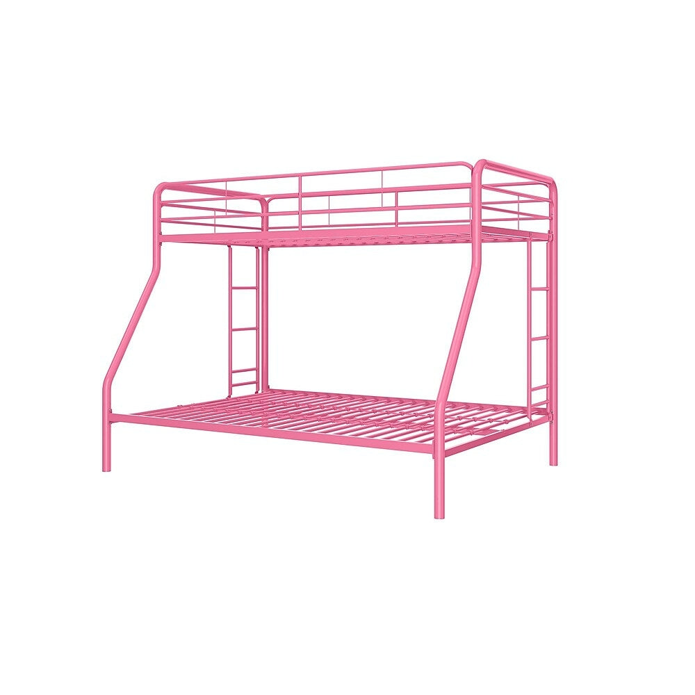 Image of DHP Twin Over Full Metal Bunk Bed With Integrated Ladder - Pink