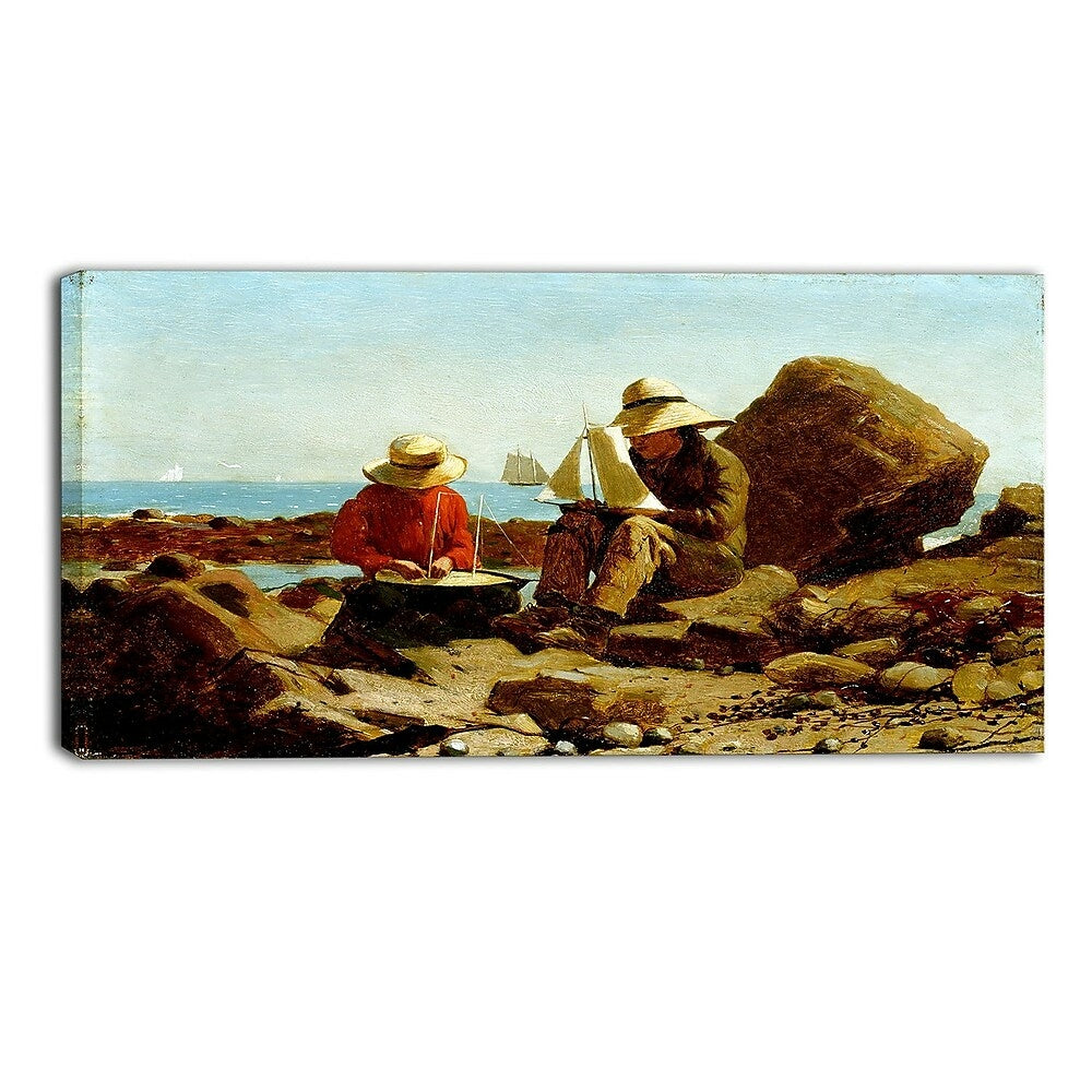 Image of Designart Winslow Homer, The Boat Builders Canvas Art Print, (PT5018-40-20)