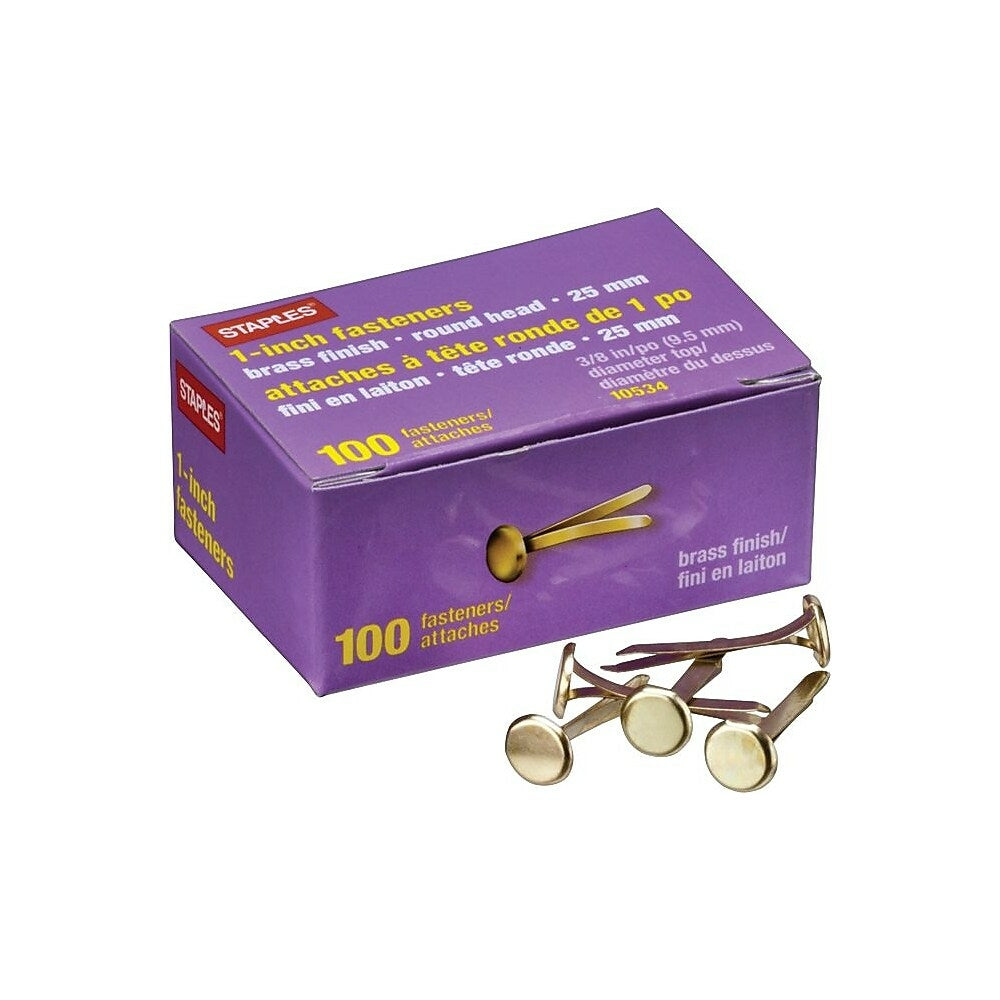 Image of Staples Brass Fasteners - 1", 100 Pack