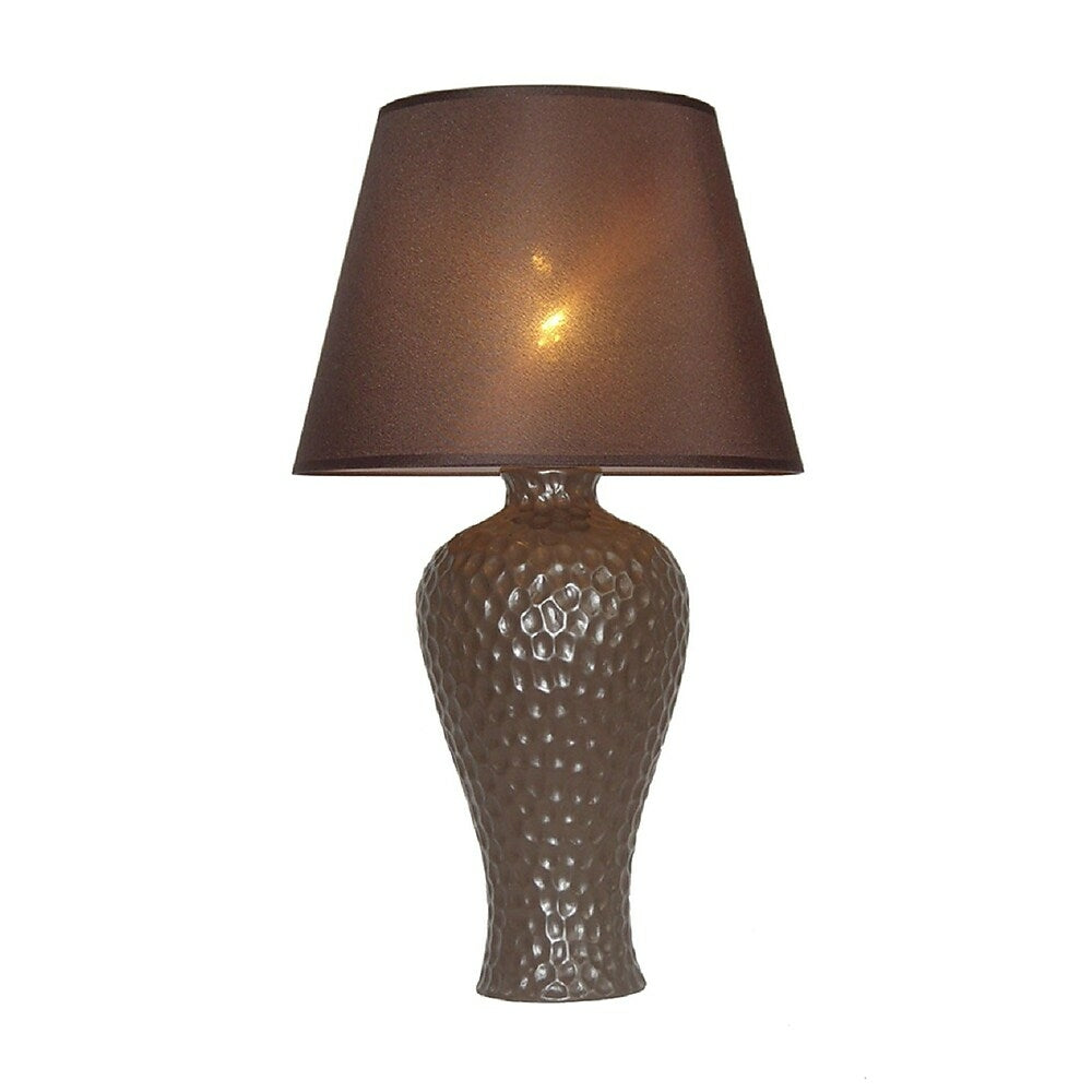Image of Simple Designs Texturized Curvy Ceramic Table Lamp, Brown Finish