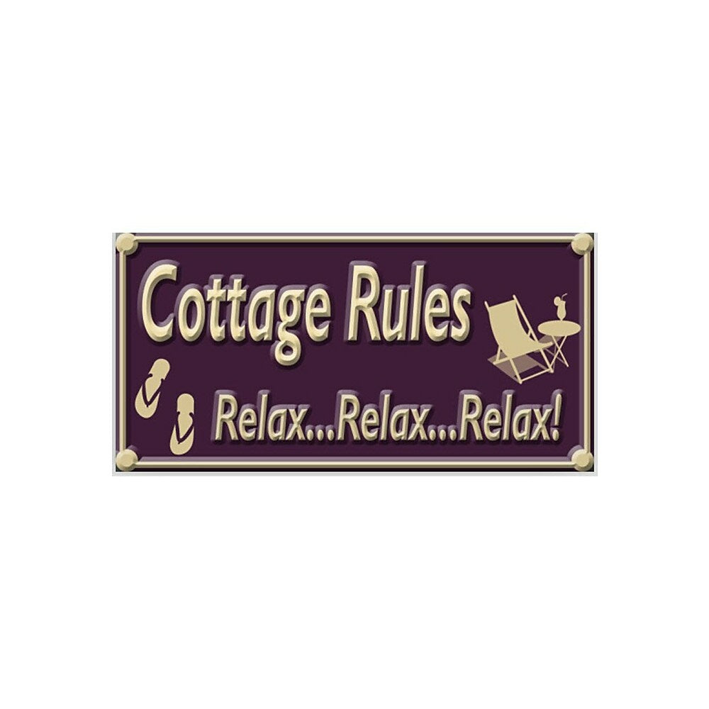 Image of Sign-A-Tology Cottage Rules Vintage Metal Sign - 16" x 8"