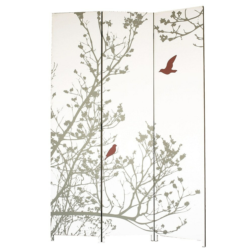 Image of Nexxt Bota Screen, Bird, Red and Taupe, 47" x 71"